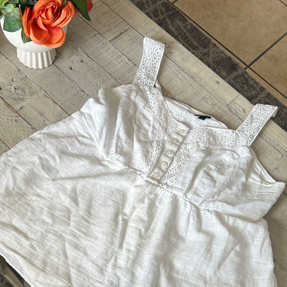 Torrid White Lace Strap Blouse